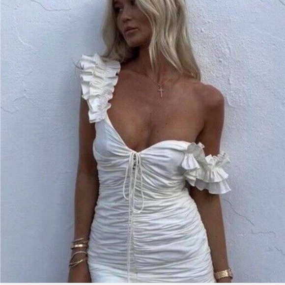 Zara oyster white linen blend dress size medium new with tags - Picture 2 of 4